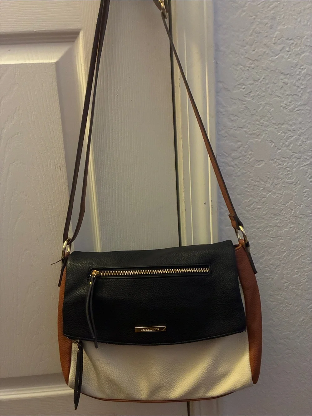 Black, White & Brown Crossbody Shoulder Bag